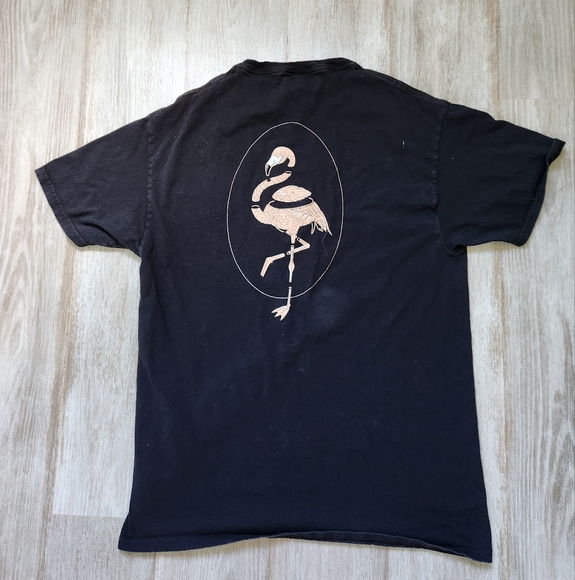 Chomp Flamingo Graphic T-shirt Dual Sided Black Crewneck Short Sleeve Sz M - Picture 1 of 7